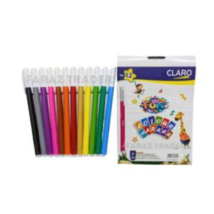 CLARO Fun Color Marker 12PCs – Bright Smooth Colouring Markers for School, Art, and Office Use