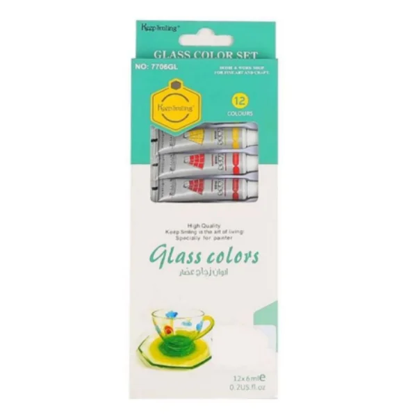 Keep Smiling Glass Colors 12 Colours 12ml acrylic paint set for art and craft