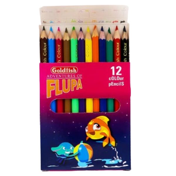 Gold Fish Flupa 12 Colour Half Set smooth coloring pencils for kids drawing school Pakistan