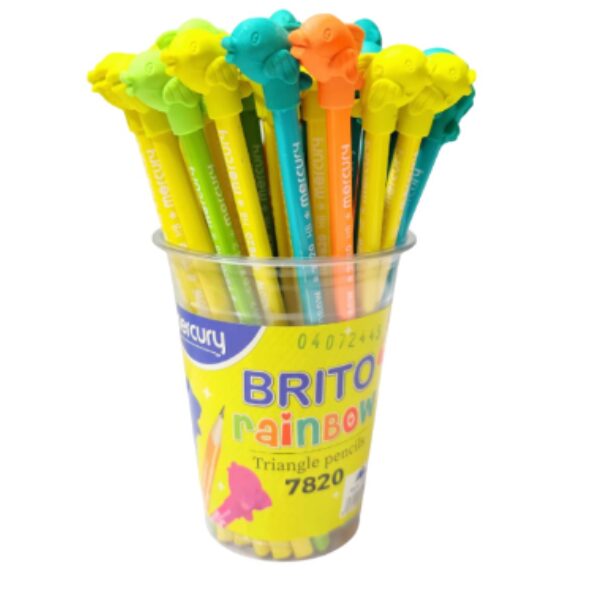 Mercury Brito Rainbow Pencil Triangular Shape 48Pcs Jar