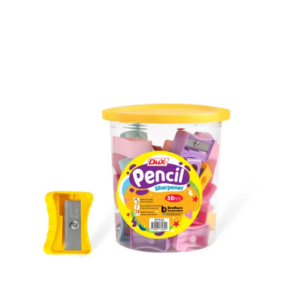 Dux Multicolour Pencil Sharpener 50 Pcs Jar pack colorful school sharpeners Pakistan
