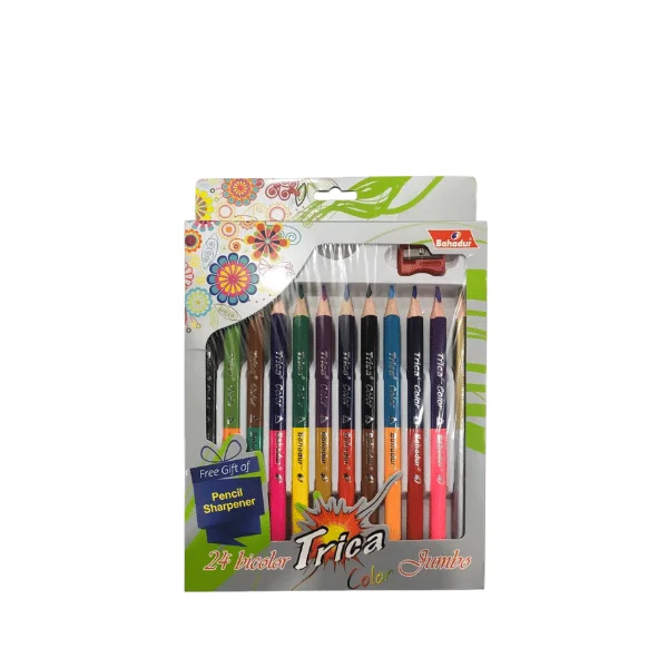 Bahadur Trica jumbo pack of 12 bicolor pencils dual color coloring pencils for kids school drawing Pakistan