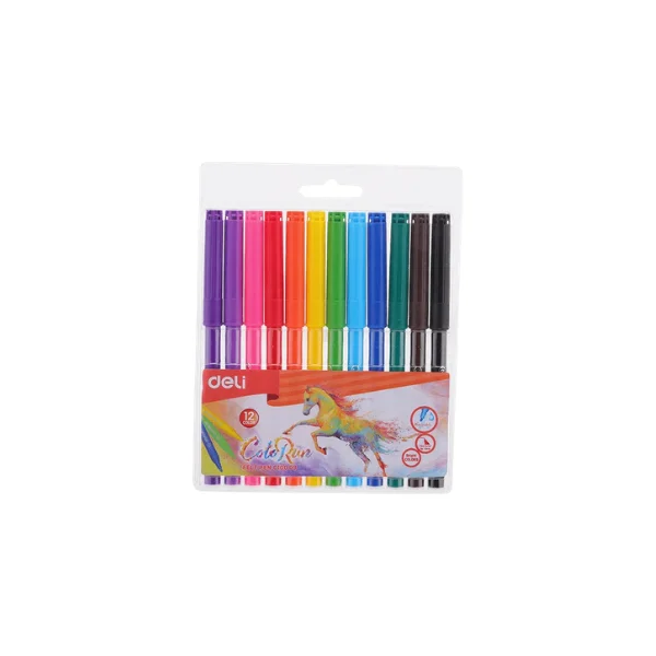<h2>Deli EC10003 Felt Pen Set – Pack of 12 Colors</h2>